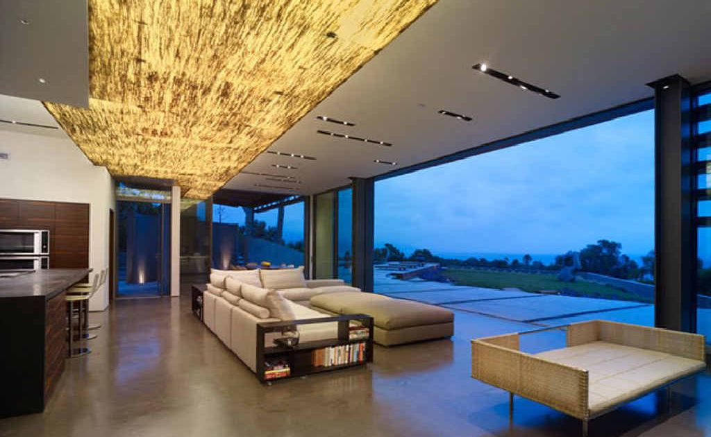 Griffin Enright Architects in California used a custom ceiling lightbox in gold for a feature at this Malibu home. Griffin Enright Architects in California used a custom ceiling lightbox in gold for a feature at this Malibu home.
